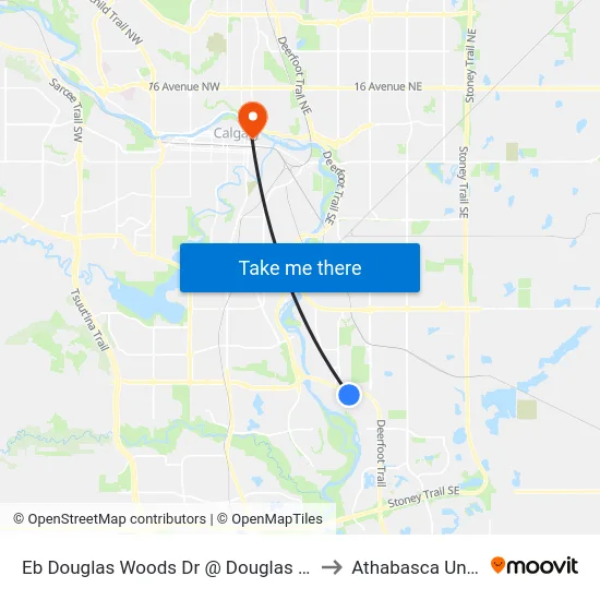 Eb Douglas Woods Dr @ Douglas Woods Mr SE to Athabasca University map