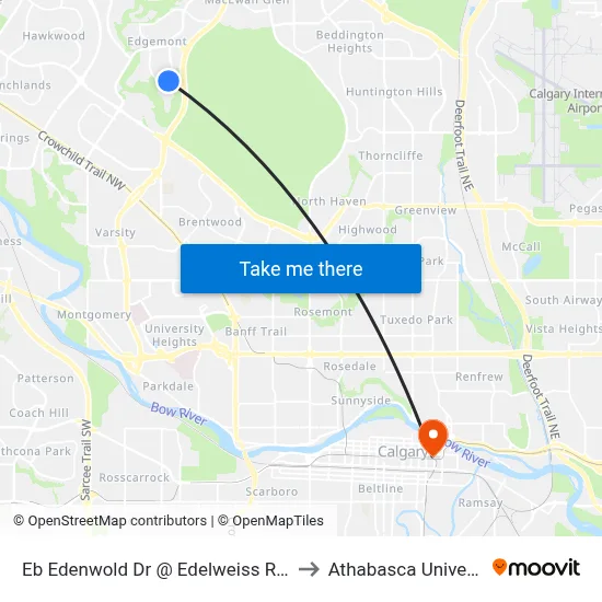 Eb Edenwold Dr @ Edelweiss Rd NW to Athabasca University map