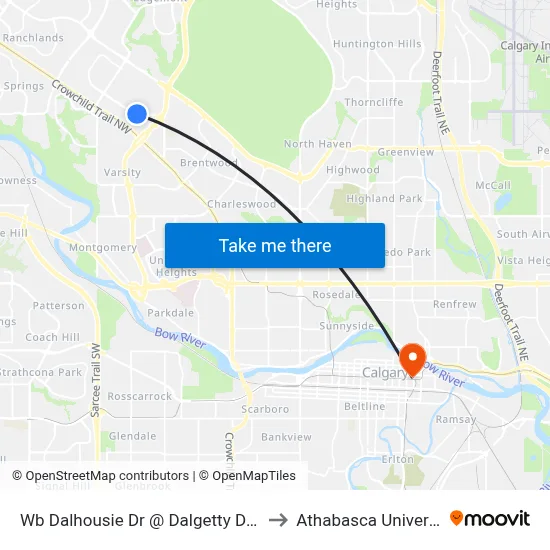 Wb Dalhousie Dr @ Dalgetty Dr NW to Athabasca University map