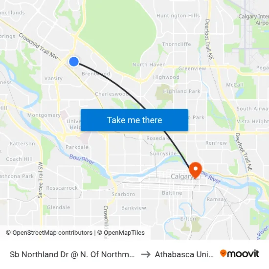 Sb Northland Dr @ N. Of Northmount Dr NW to Athabasca University map