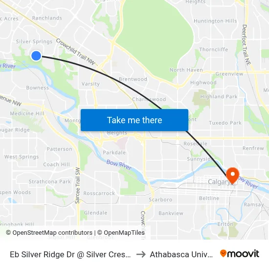 Eb Silver Ridge Dr @ Silver Crest Dr NW to Athabasca University map
