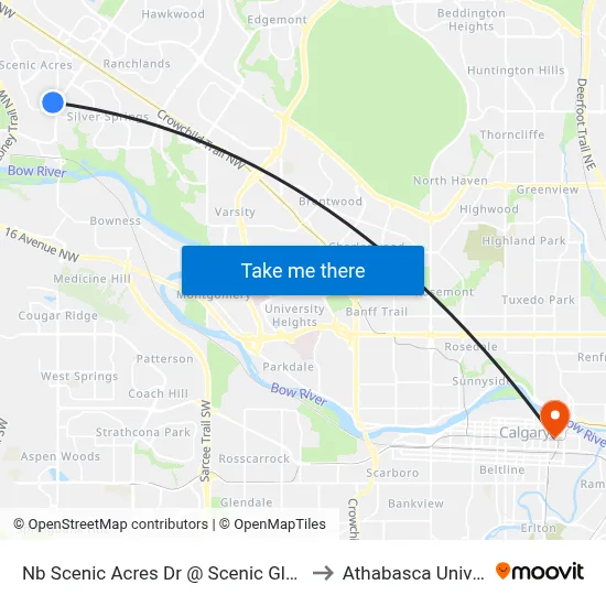 Nb Scenic Acres Dr @ Scenic Glen Cr NW to Athabasca University map