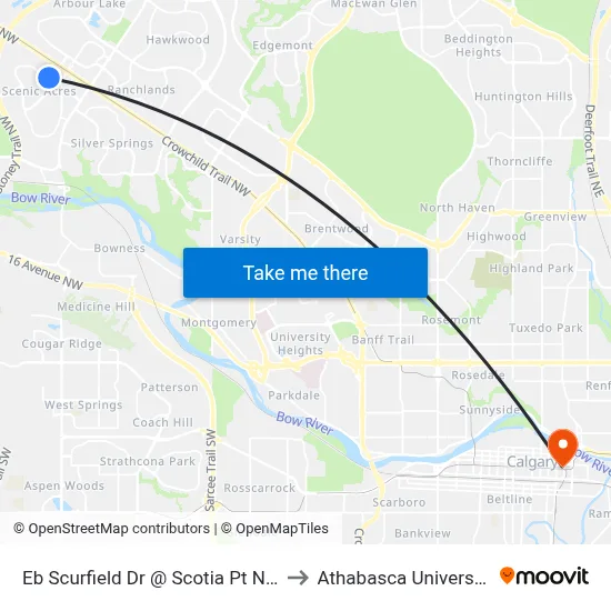 Eb Scurfield Dr @ Scotia Pt NW to Athabasca University map