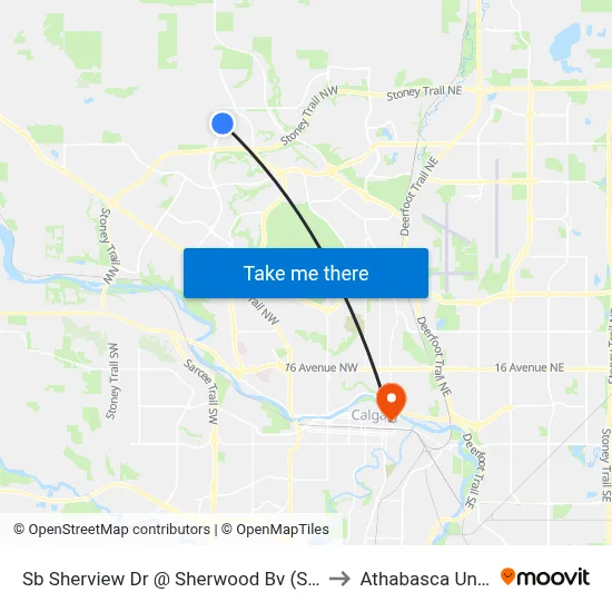 Sb Sherview Dr @ Sherwood Bv (South Leg) NW to Athabasca University map