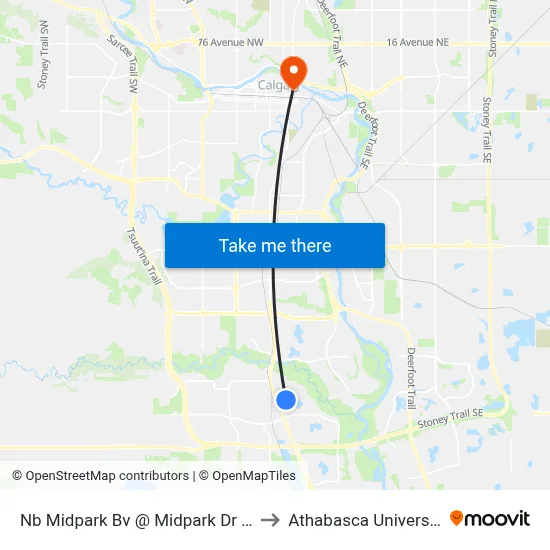 Nb Midpark Bv @ Midpark Dr SE to Athabasca University map
