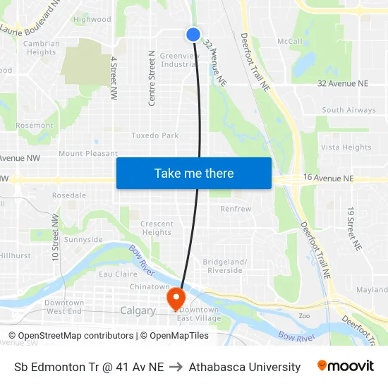 Sb Edmonton Tr @ 41 Av NE to Athabasca University map