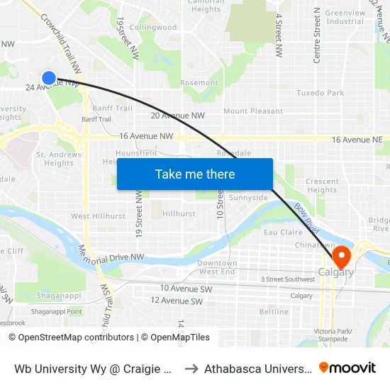 Wb University Wy @ Craigie Hall to Athabasca University map