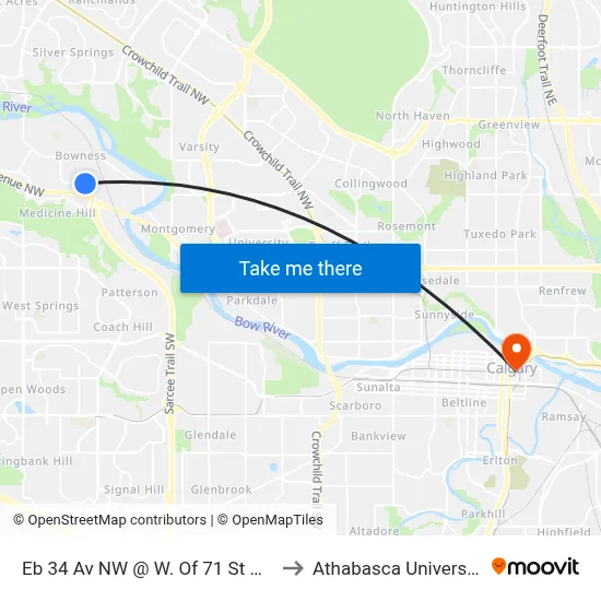 Eb 34 Av NW @ W. Of 71 St NW to Athabasca University map
