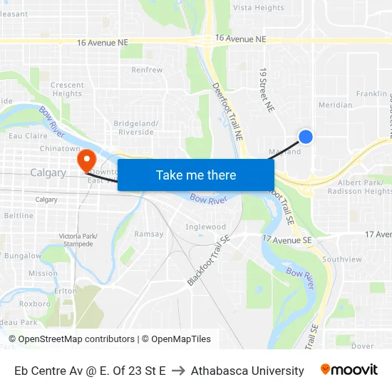 Eb Centre Av @  E. Of 23 St E to Athabasca University map