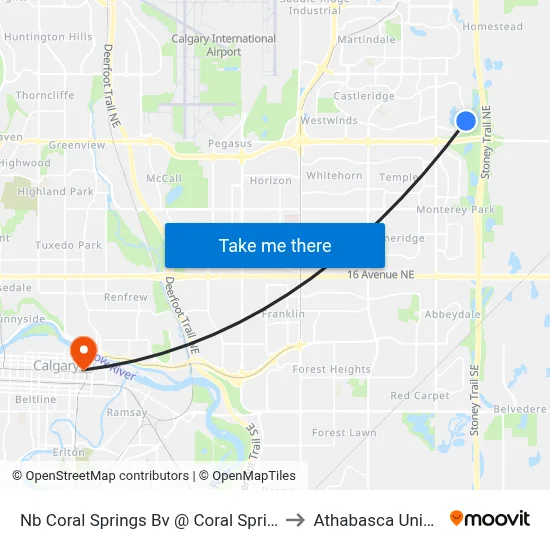 Nb Coral Springs Bv @ Coral Springs Pl NE to Athabasca University map