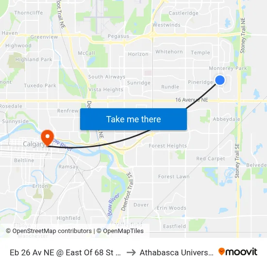 Eb 26 Av NE @ East Of 68 St NE to Athabasca University map