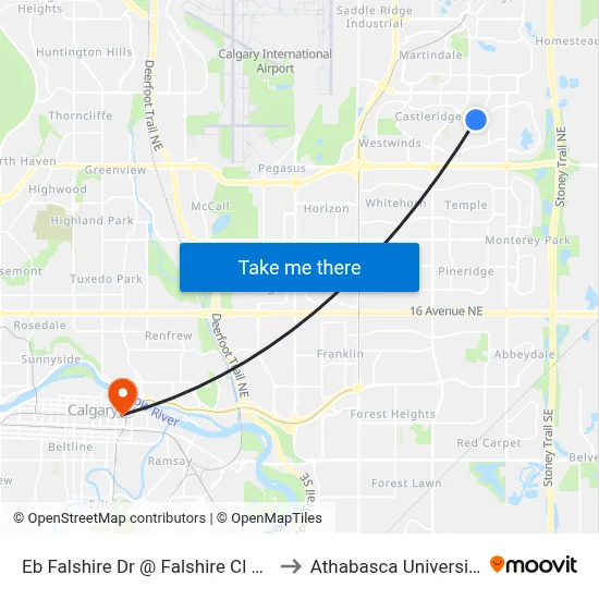 Eb Falshire Dr @ Falshire Cl NE to Athabasca University map