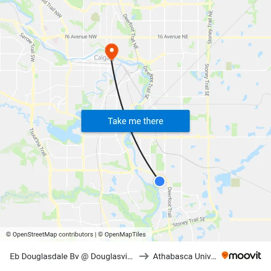 Eb Douglasdale Bv @ Douglasview Pa SE to Athabasca University map
