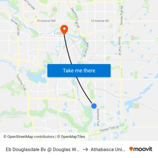 Eb Douglasdale Bv @ Douglas Woods Hl SE to Athabasca University map