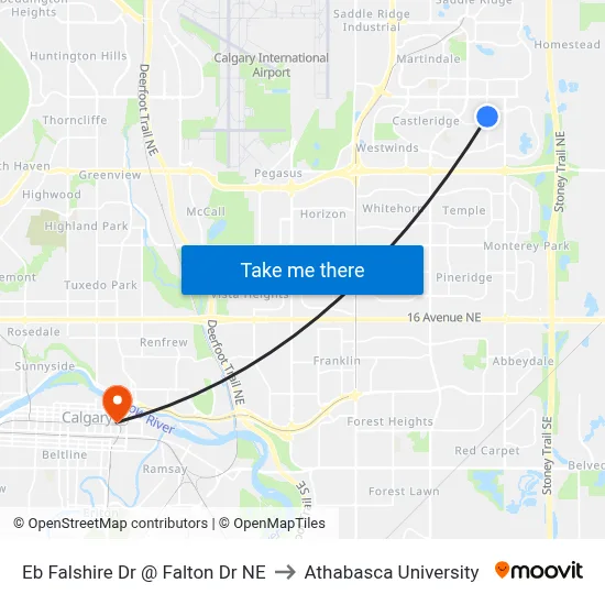 Eb Falshire Dr @ Falton Dr NE to Athabasca University map