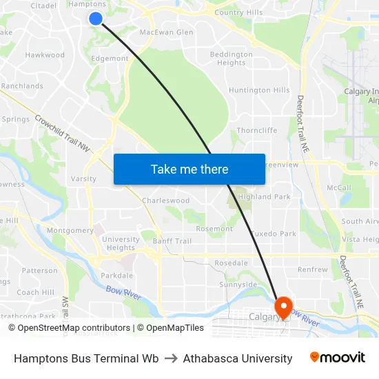Hamptons Bus Terminal Wb to Athabasca University map