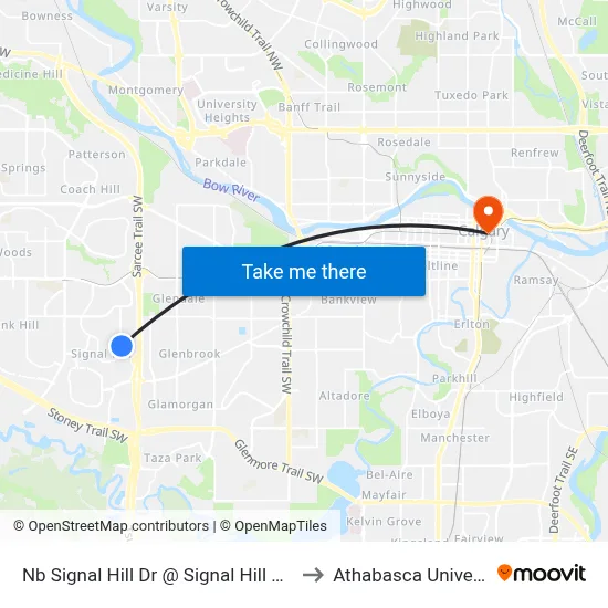 Nb Signal Hill Dr @ Signal Hill Wy SW to Athabasca University map