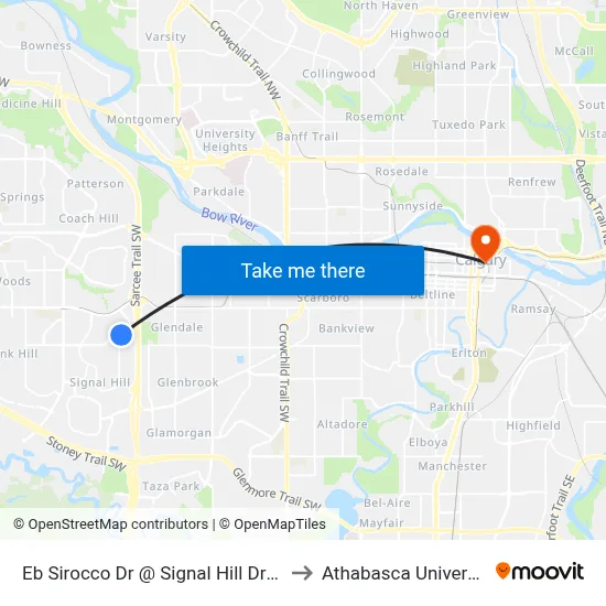Eb Sirocco Dr @ Signal Hill Dr SW to Athabasca University map