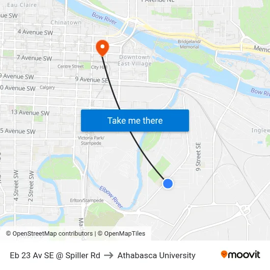 Eb 23 Av SE @ Spiller Rd to Athabasca University map