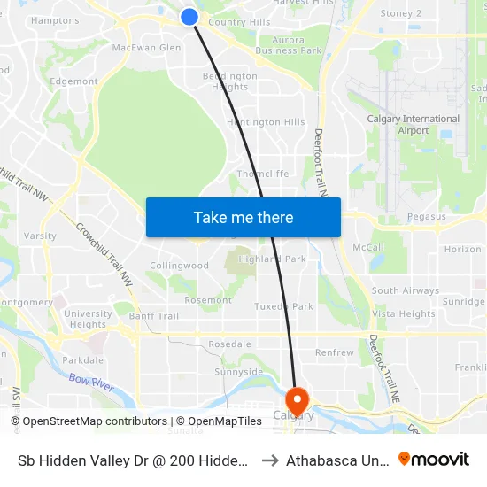 Sb Hidden Valley Dr @ 200 Hidden Valley Pl NW to Athabasca University map