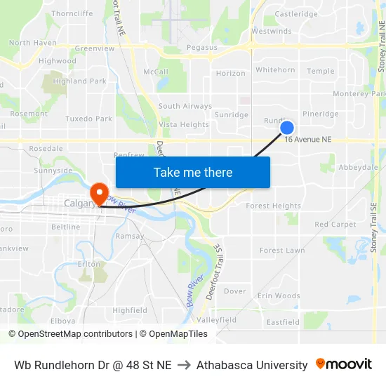 Wb Rundlehorn Dr @ 48 St NE to Athabasca University map