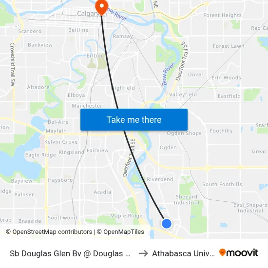 Sb Douglas Glen Bv @ Douglas Glen Cl SE to Athabasca University map