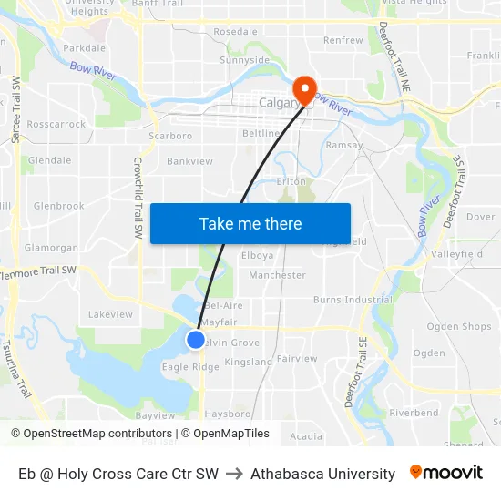 Eb @ Holy Cross Care Ctr SW to Athabasca University map