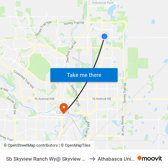 Sb Skyview Ranch Wy@ Skyview Shores Li NE to Athabasca University map
