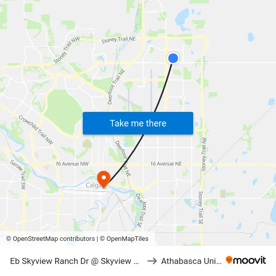 Eb Skyview Ranch Dr @ Skyview Shores Mr NE to Athabasca University map