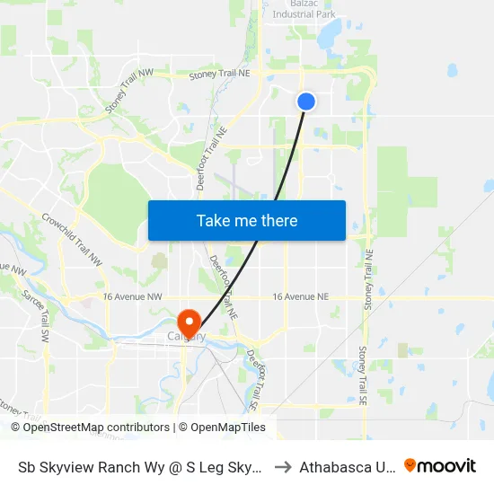 Sb Skyview Ranch Wy @ S Leg Skyview Springs Gd NE to Athabasca University map