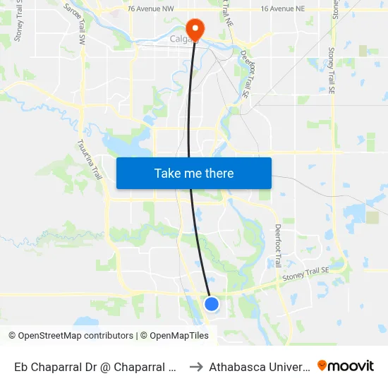Eb Chaparral Dr @ Chaparral Mr SE to Athabasca University map