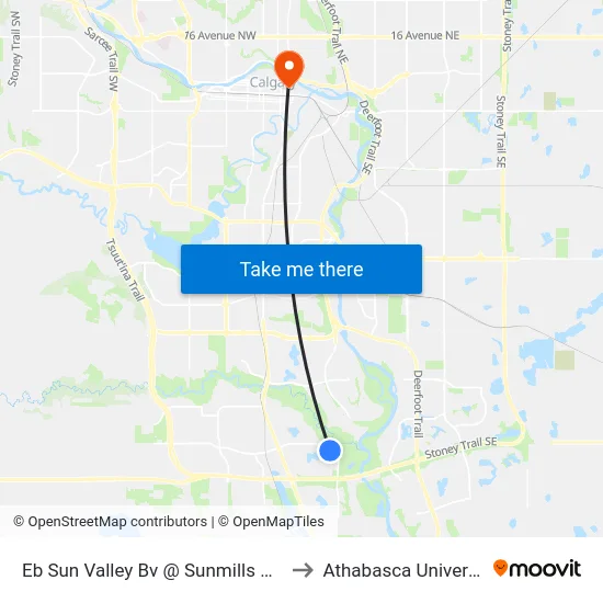Eb Sun Valley Bv @ Sunmills Dr SE to Athabasca University map