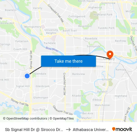 Sb Signal Hill Dr @ Sirocco Dr SW to Athabasca University map