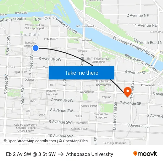 Eb 2 Av SW @ 3 St SW to Athabasca University map