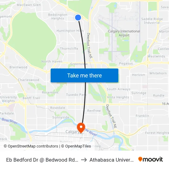 Eb Bedford Dr @ Bedwood Rd NE to Athabasca University map