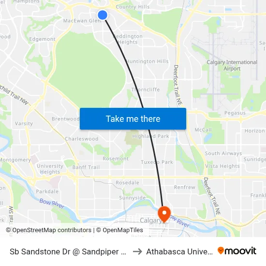 Sb Sandstone Dr @ Sandpiper Rd NW to Athabasca University map