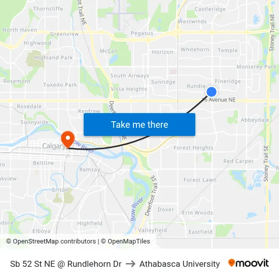 Sb 52 St NE @ Rundlehorn Dr to Athabasca University map