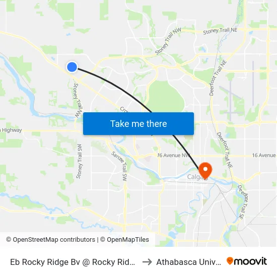 Eb Rocky Ridge Bv @ Rocky Ridge Dr NW to Athabasca University map