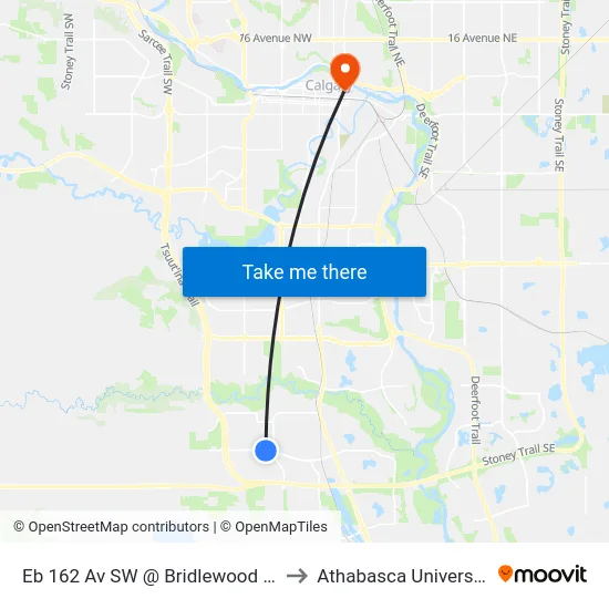 Eb 162 Av SW @ Bridlewood Bv to Athabasca University map
