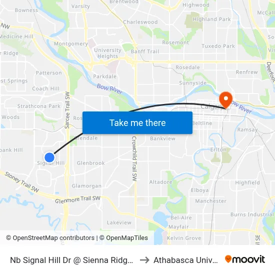 Nb Signal Hill Dr @ Sienna Ridge Ld SW to Athabasca University map