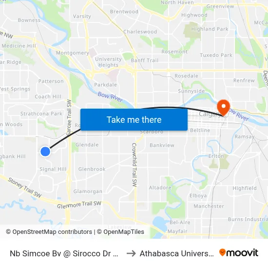 Nb Simcoe Bv @ Sirocco Dr SW to Athabasca University map