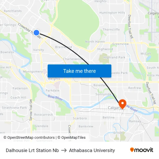 Dalhousie Lrt Station Nb to Athabasca University map