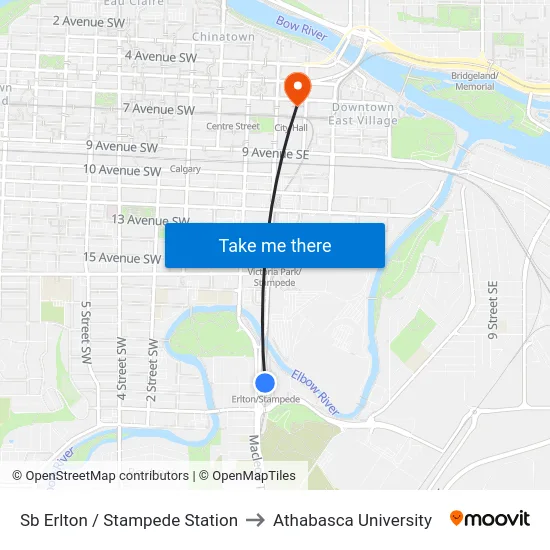 Sb Erlton / Stampede Station to Athabasca University map