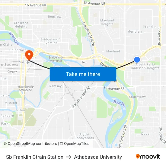 Sb Franklin Ctrain Station to Athabasca University map