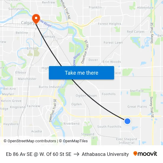 Eb 86 Av SE @ W. Of 60 St SE to Athabasca University map