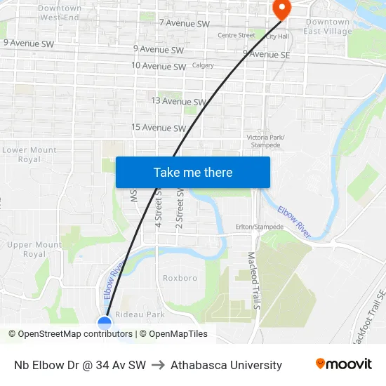 Nb Elbow Dr @ 34 Av SW to Athabasca University map