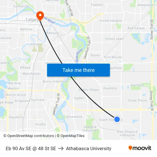 Eb 90 Av SE @ 48 St SE to Athabasca University map