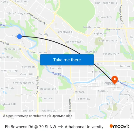 Eb Bowness Rd @ 70 St NW to Athabasca University map