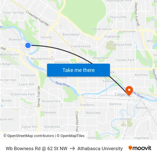 Wb Bowness Rd @ 62 St NW to Athabasca University map