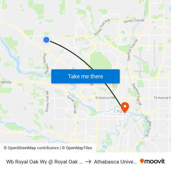 Wb  Royal Oak Wy @  Royal Oak Ci NW to Athabasca University map